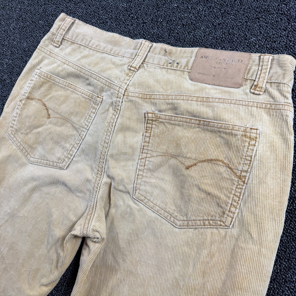 Vintage American Eagle Corduroy Low Rise Flared Pants Women's 6 Regular Y2K Tan